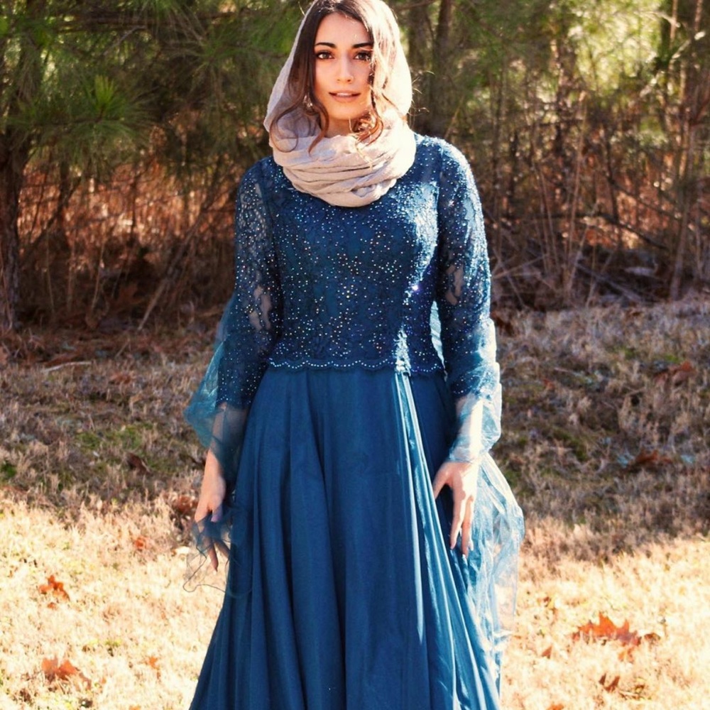 Full Sleeves Teal Gown! Simply Dresses